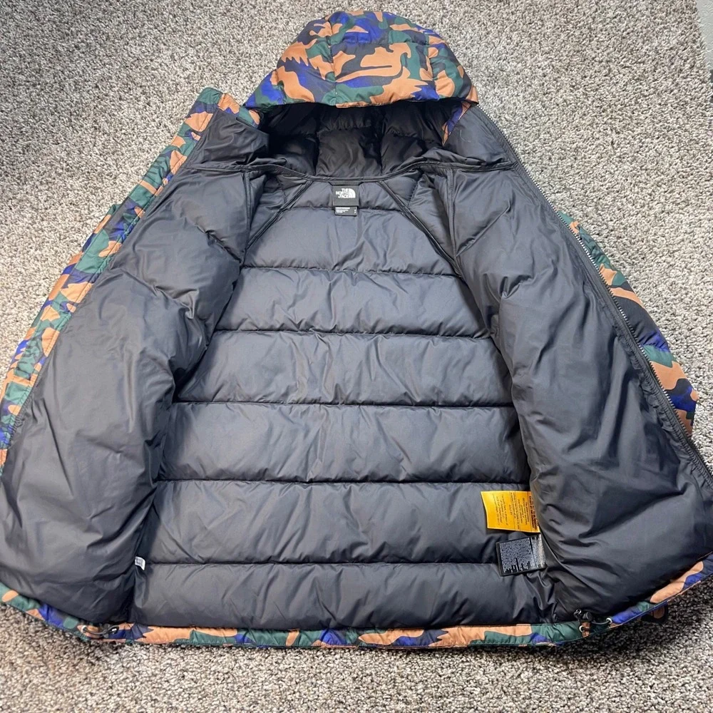 The North Face Men's S 600 Down‎ Puffer Jacket Camo Blue Brown Hooded NF0A5GGE